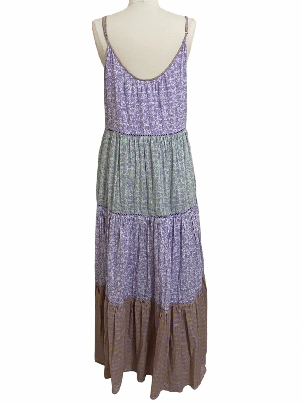ANTHRO X Roller Rabbit Purple Green Ismay Dakota Tiered Boho Maxi Dress Medium - Picture 7 of 16